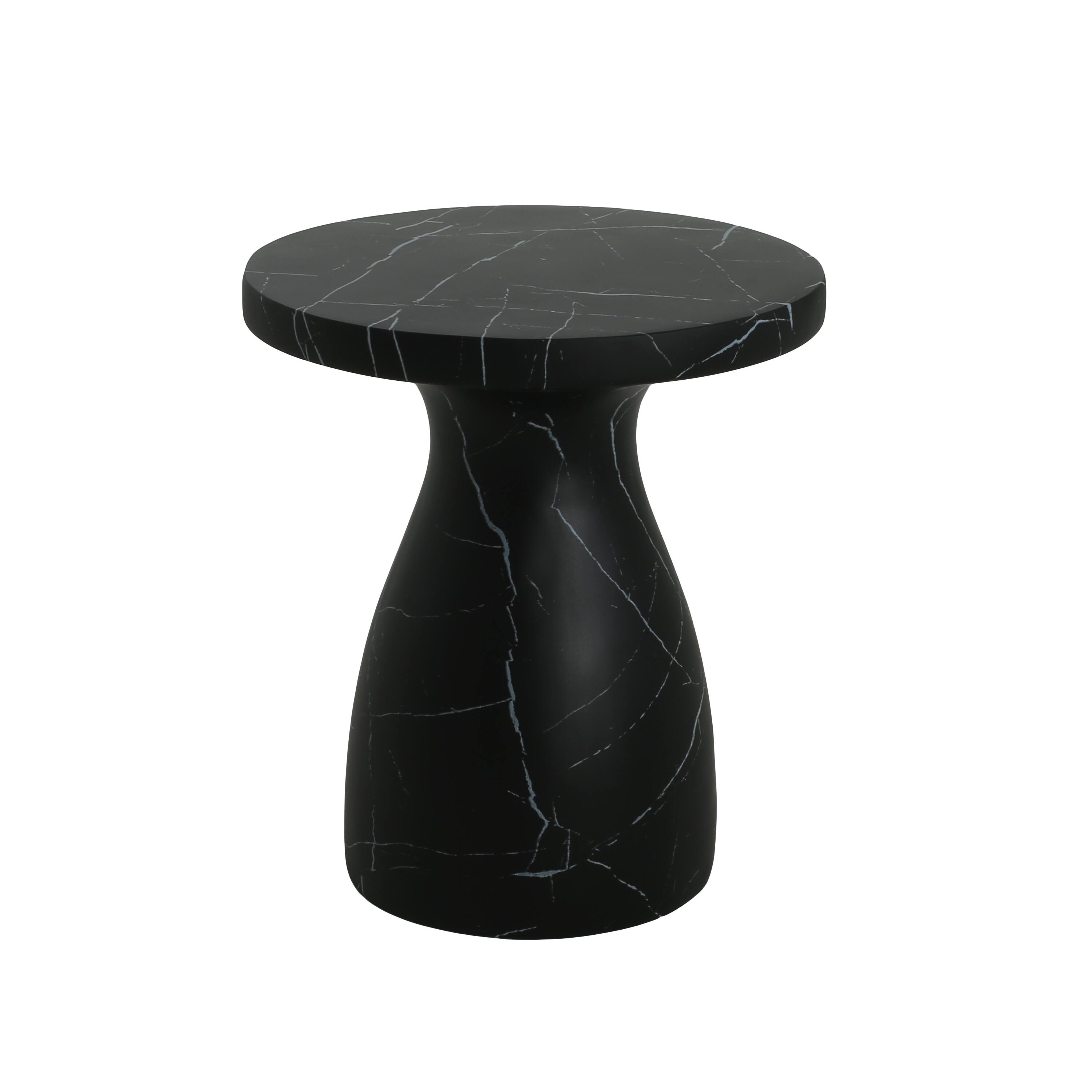 Angle. Whisen - Outdoor Travertine MGO Side Table,Light Weight Concrete End Table for Patio and Backyard - Black.