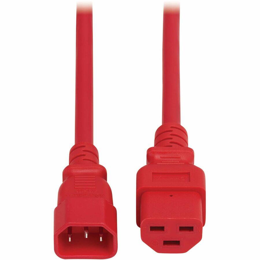 Alt View 1. Tripp Lite - Eaton Tripp Lite Series Power Cord, C14 to C21 - Heavy-Duty, 15A, 250V, 14 AWG, 3 ft. (0.9 m), Red - For Computer - Red.