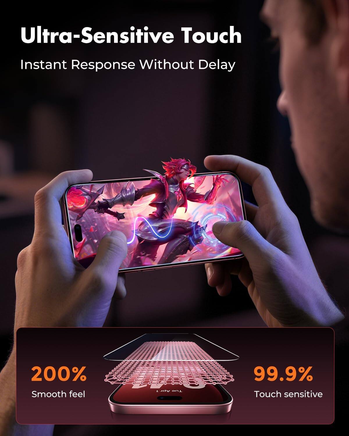Ultra-Sensitive Touch  
Instant Response Without Delay  

200% Smooth feel  

99.9% Touch sensitive