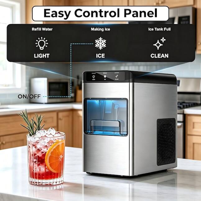 Easy Control Panel

Refill Water
Making Ice
Ice Tank Full

LIGHT
ICE
CLEAN
ON/OFF