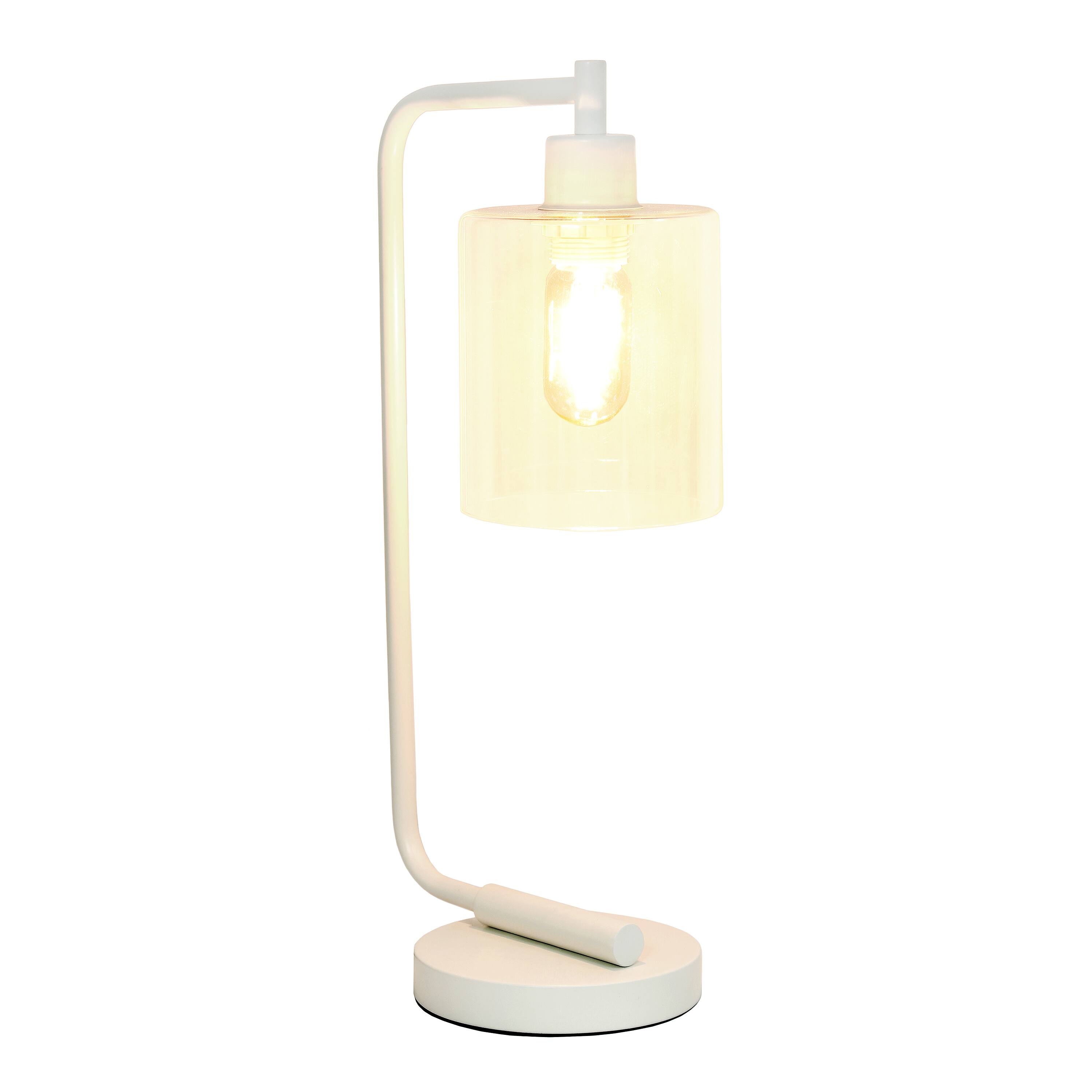 Lalia Home - Modern Iron 450lm Desk Lamp with Glass Shade - White - Front_Zoom
