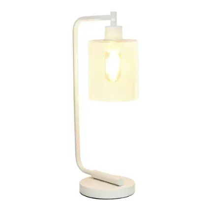 Front. Lalia Home - Modern Iron 450lm Desk Lamp with Glass Shade - White.