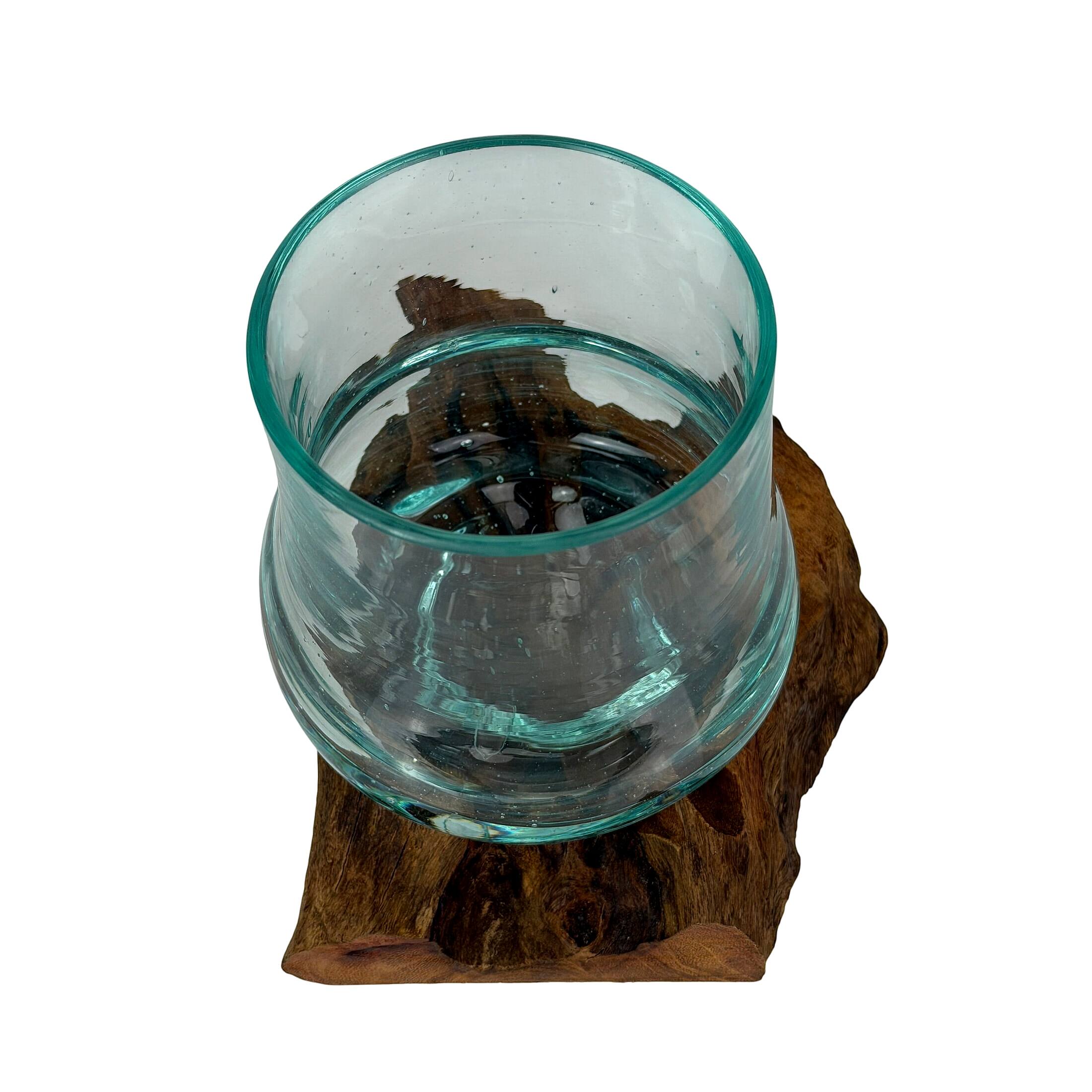 Alt View 7. Things2Die4 - Decorative Glass Vase on Driftwood Base 5.25 in Natural Wood Tabletop - Natural.