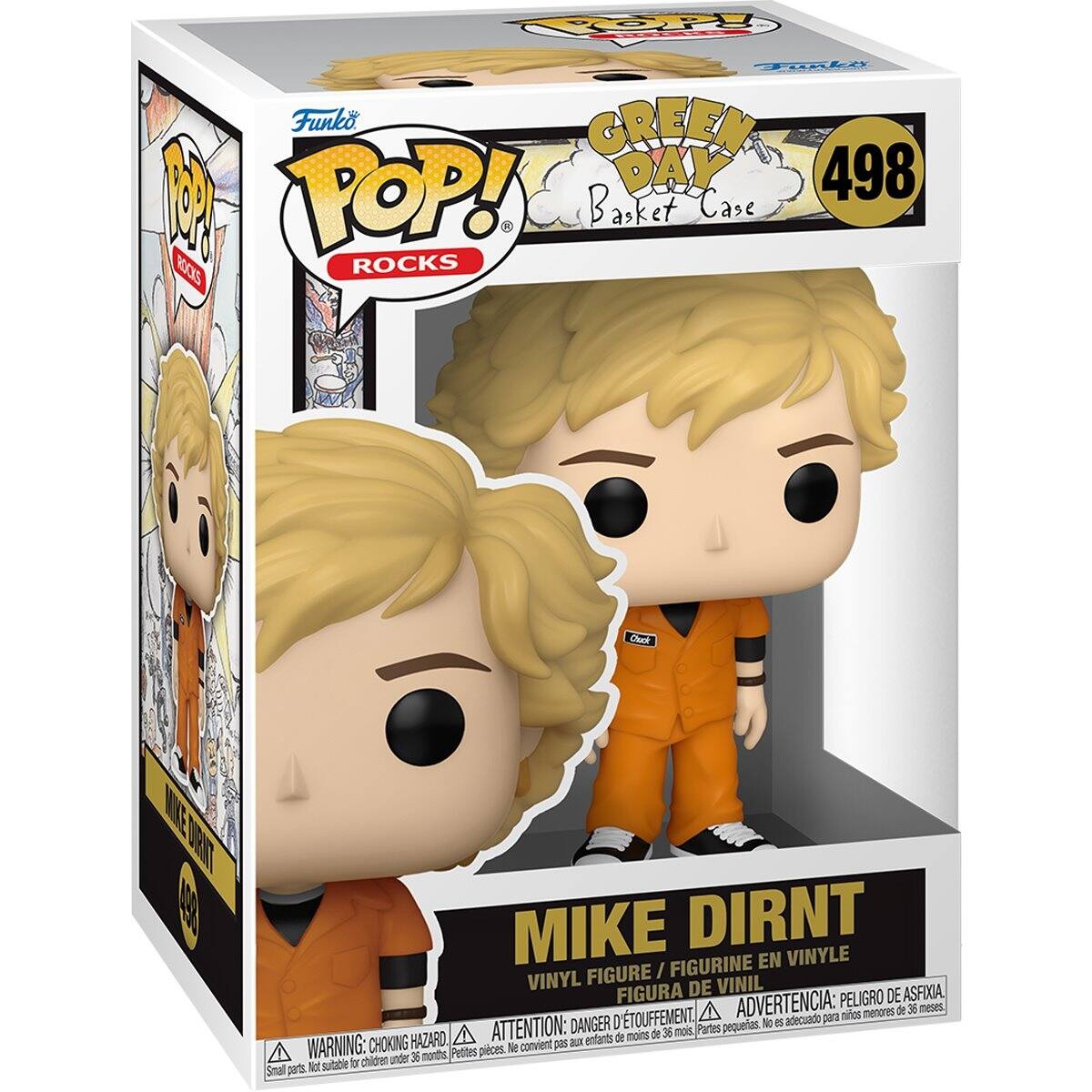 Funko POP! ROCKS  
GREEN DAY  
498  
Basket Case  

MIKE DIRNT  
VINYL FIGURE / FIGURINE EN VINYLE / FIGURA DE VINIL  

ADVERTENCIA: PELIGRO DE ASFIXIA A menores de 36 meses / D'ETOUFFEMENT, adecuado para niños / DANGER: CHOKING HAZARD. ATTENTION: aux enfants de moins de 36 mois. Partes / Peques pieces e convient p chidren under 36 months Not suitable o Smal pet