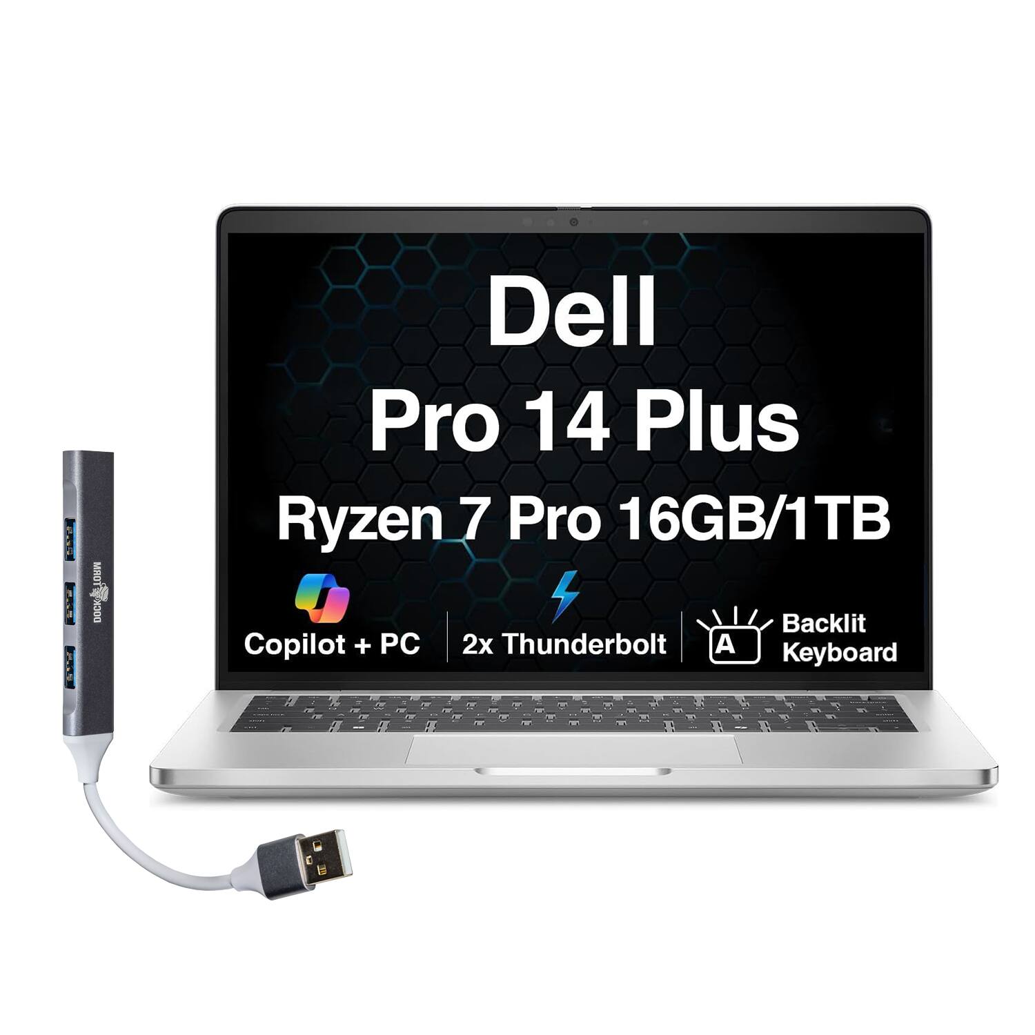A A PV BOCK Dell Pro 14 Plus Ryzen 7 Pro 16GB/1TB Backlit Copilot + PC 2x Thunderbolt A Keyboard
