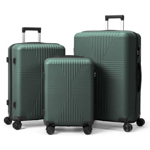 Winado - 3-in-1 20" 24" 28" Trolley Carry On Luggage Set Spinner Wheels Lightweigh Hardside PP Suitcase Sets with Built-in Lock - Green