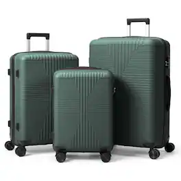 Winado - 3-in-1 20" 24" 28" Trolley Carry On Luggage Set Spinner Wheels Lightweigh Hardside PP Suitcase Sets with Built-in Lock - Green