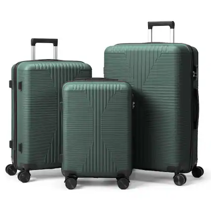 Front. Winado - 3-in-1 20" 24" 28" Trolley Carry On Luggage Set Spinner Wheels Lightweigh Hardside PP Suitcase Sets with Built-in Lock - Green.