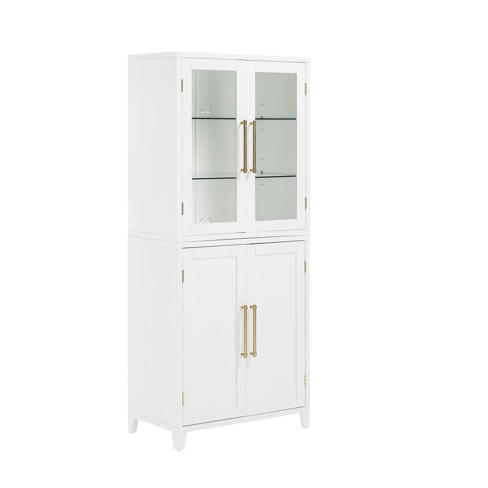 Alt View 1. Crosley Furniture - Roarke Pantry Storage Cabinet With Glass Door Hutch - White.