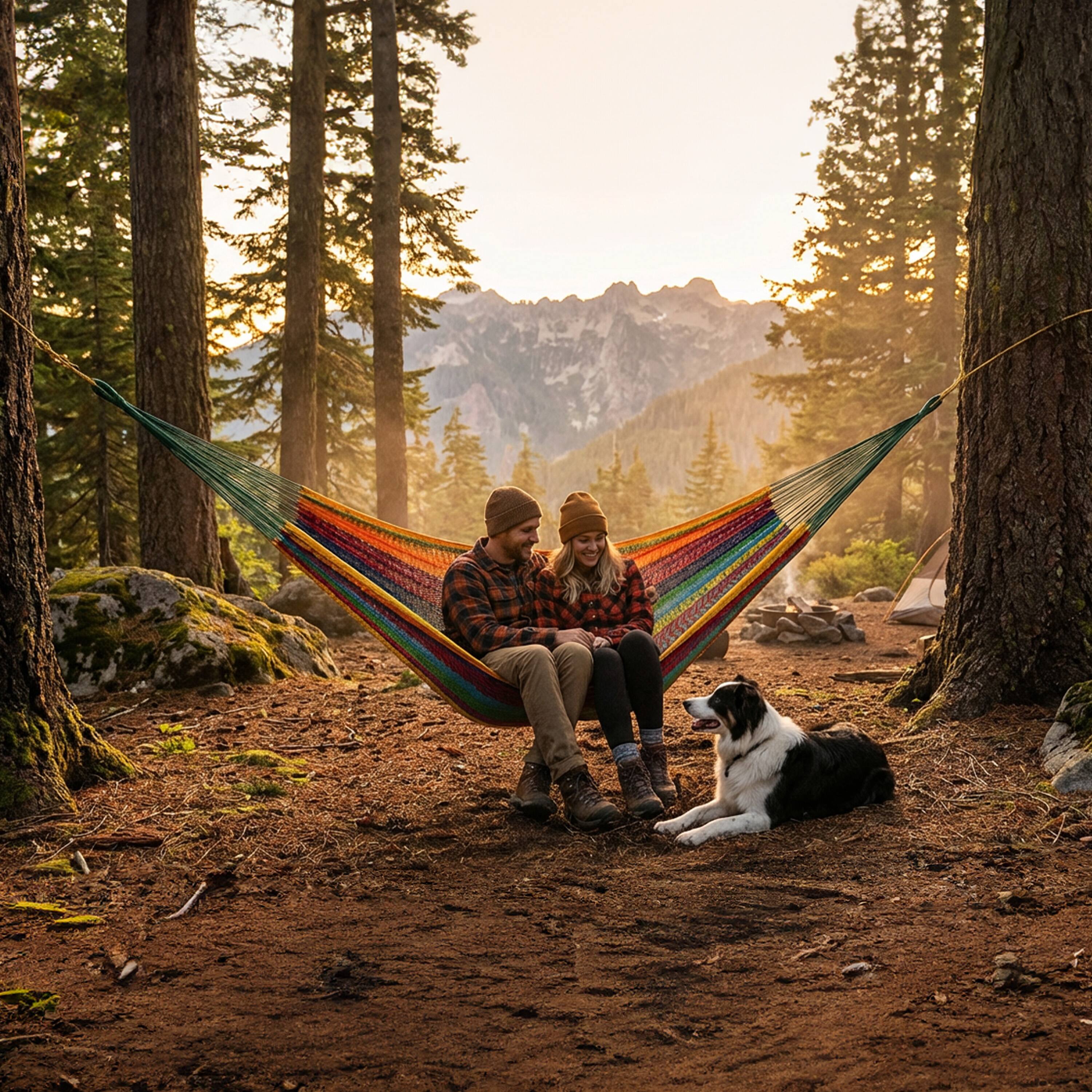 Alt View 7. Sunnydaze - 2-Person Cotton and Nylon Woven Fabric Hammock - Multi-Color.