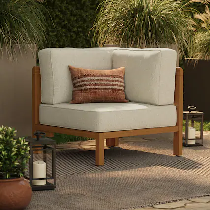 Front. Modway - Kona Outdoor Teak Wood Corner Modular Chair by Modway - Sand.