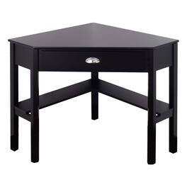 Hivvago - Corner Wood Computer Desk with Drawer - Black