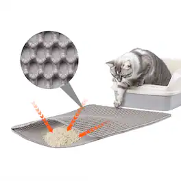 VEVOR - Cat Litter Mat, 24 x 15 in, Double-Layer Litter Box Mat, Non-Slip & Urine-Proof Litter-Trapping Mats for Indoor Cats - Gray