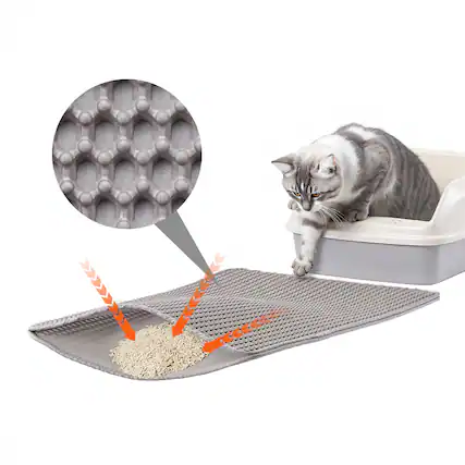 Front. VEVOR - Cat Litter Mat, 24 x 15 in, Double-Layer Litter Box Mat, Non-Slip & Urine-Proof Litter-Trapping Mats for Indoor Cats - Gray.