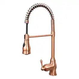 Pre-Rinse Spring 360° Swivel Solid Brass Single Handle Kitchen Faucet with Pull Down Sprayer