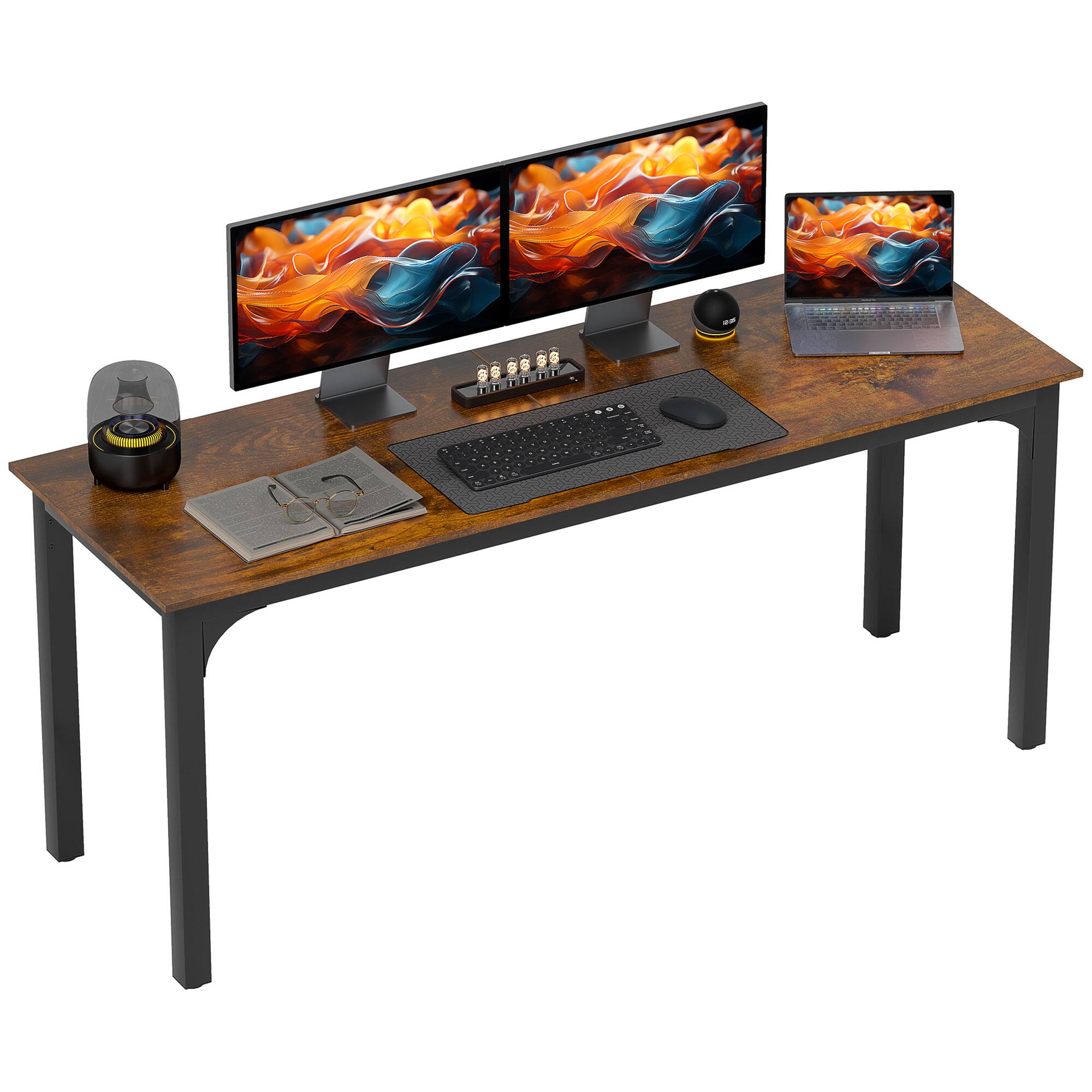 Alt View 1. Homcom - 66" L Shaped Gaming Desk, Reversible 2 Person Computer Desk with File Cabinet and Power Outlets - Distressed Black.