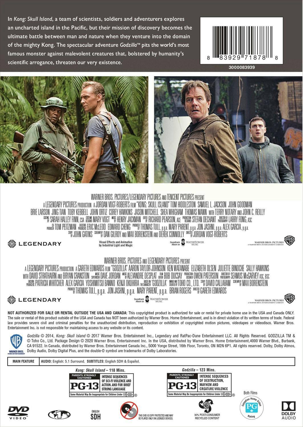 Back. Godzilla/Kong: Skull Island (DVD Double Feature) [DVD].