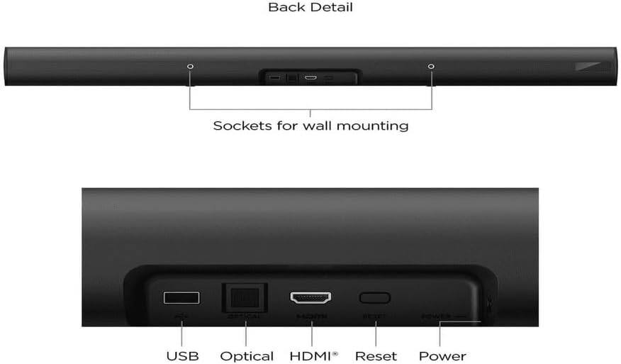 Back Detail

Sockets for wall mounting

USB Optical HDMI® Reset Power
