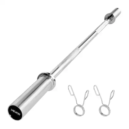 Front. VEVOR - 4FT Barbell Bar, Fits 2-Inch Weight Plates, Chrome Plated Barbell Bar with Knurled Grip for Strength Training - Sliver.