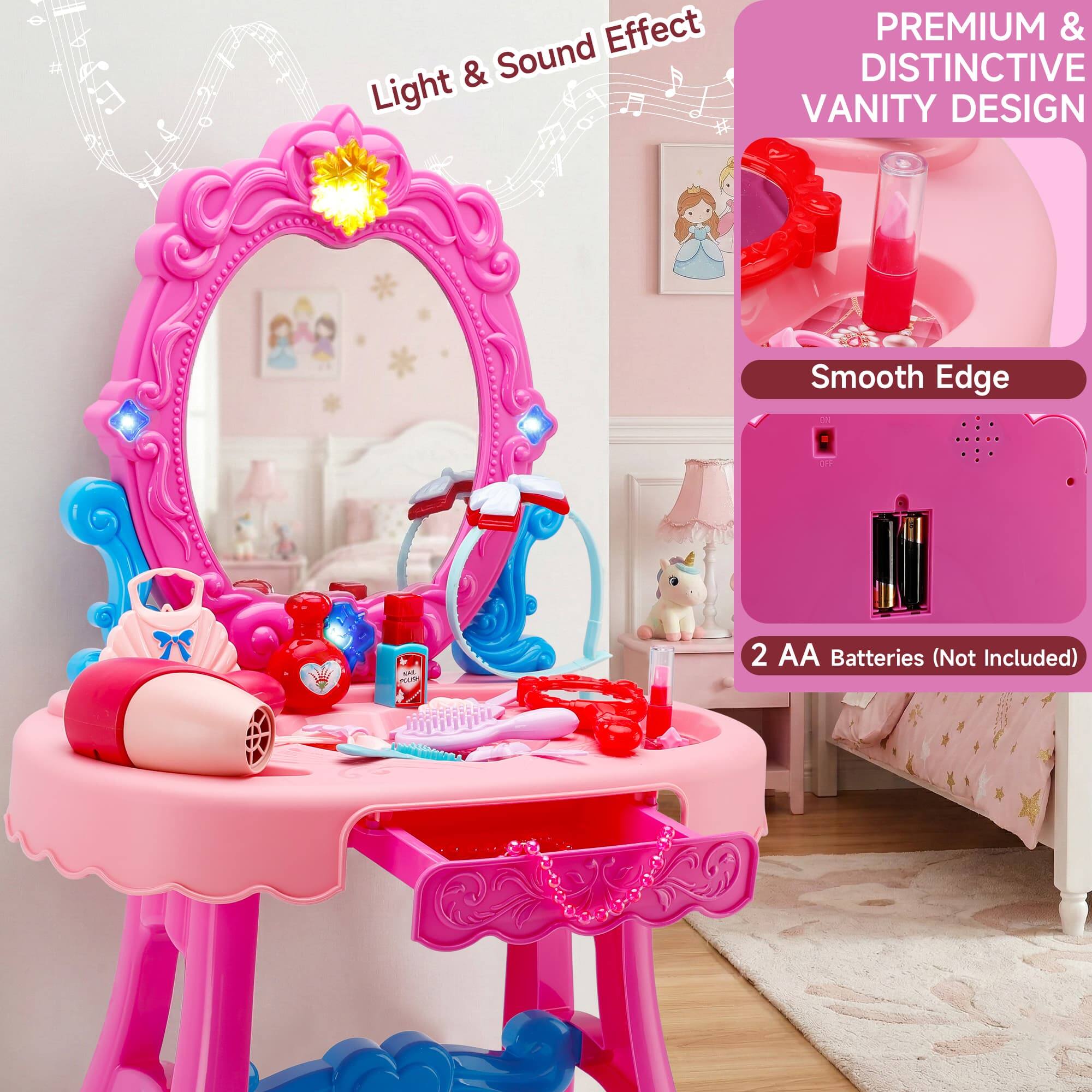 Light & Sound Effect  
PREMIUM & DISTINCTIVE VANITY DESIGN  
Smooth Edge  
2 AA Batteries (Not Included)