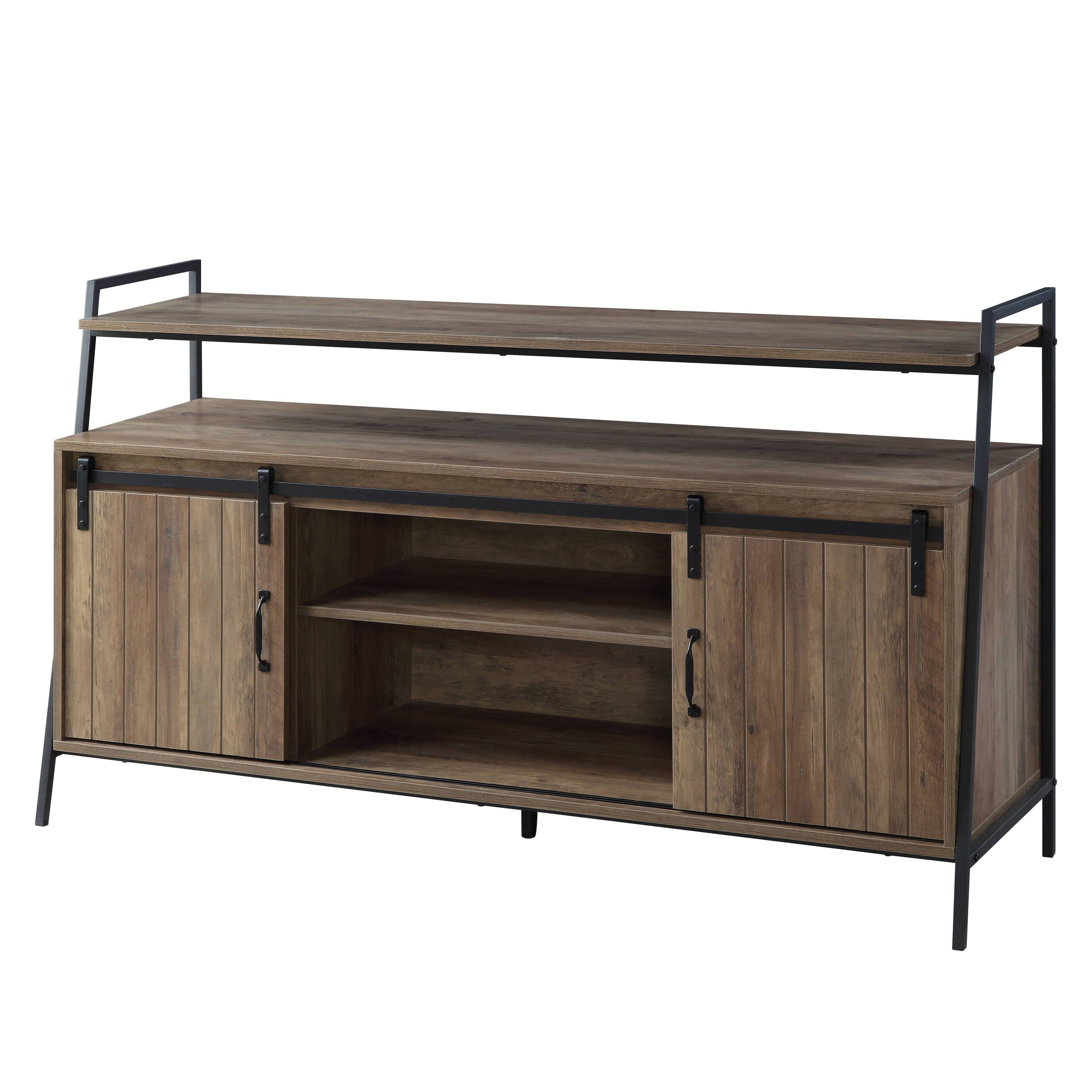 Alt View 4. Spaco - Spaco TV Stand for TVs Up to 58 Inch, Sliding Barn Door Media Console with 6 Storage Compartments, Metal Frame - Oak.