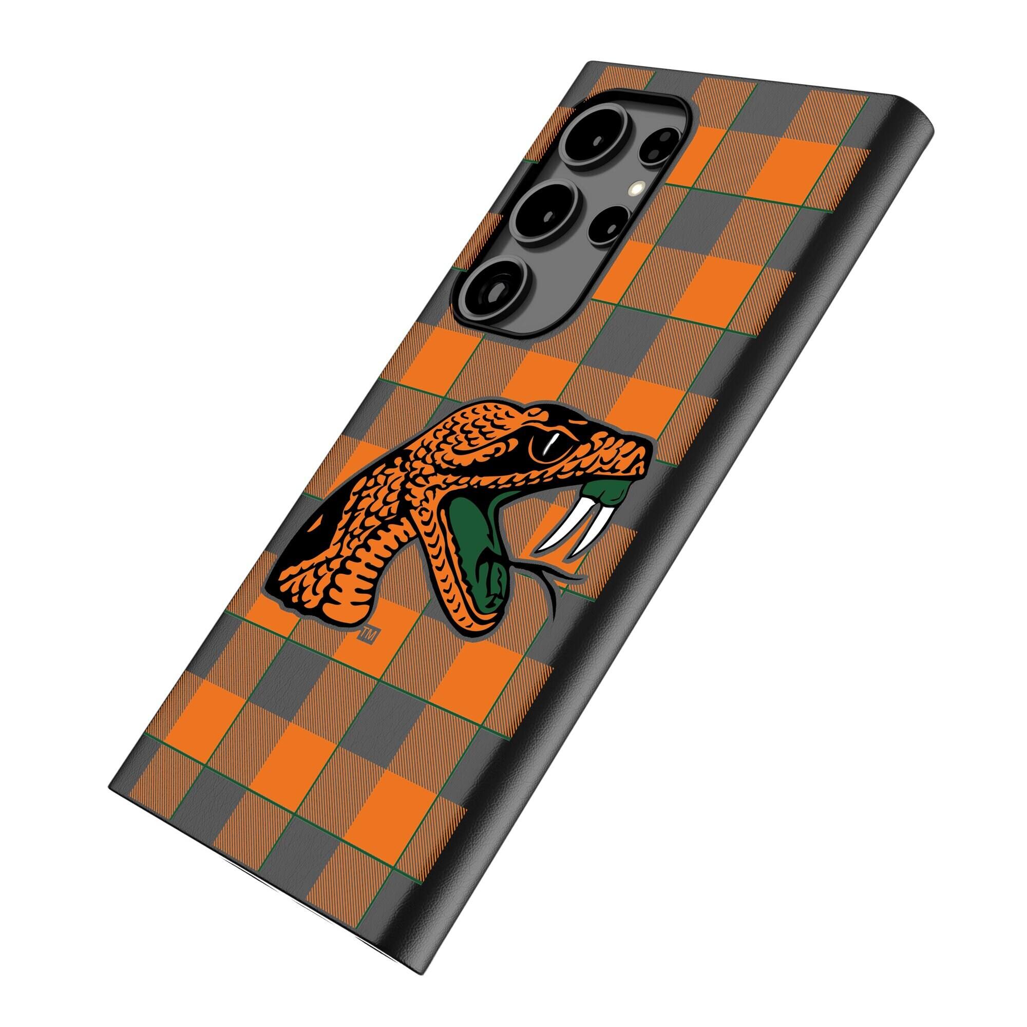 Alt View 1. Keyscaper - Florida A&M Rattlers Plaid Galaxy Magnetic Bump Case - S24 Ultra - Black.