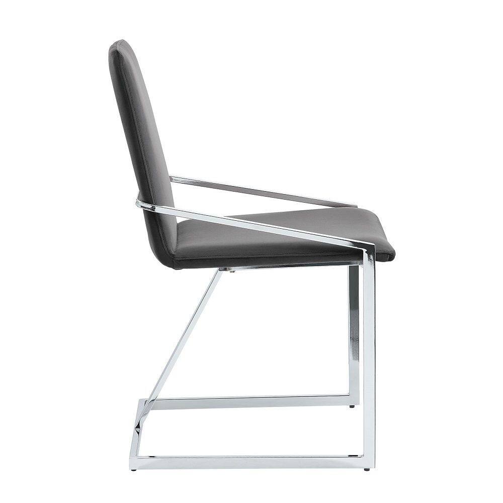 Alt View 2. Manhattan Lane - 23 Inch Side Dining Chair Set of 2, Gray Velvet, Modern Chrome Metal Base - Gray, Chrome.