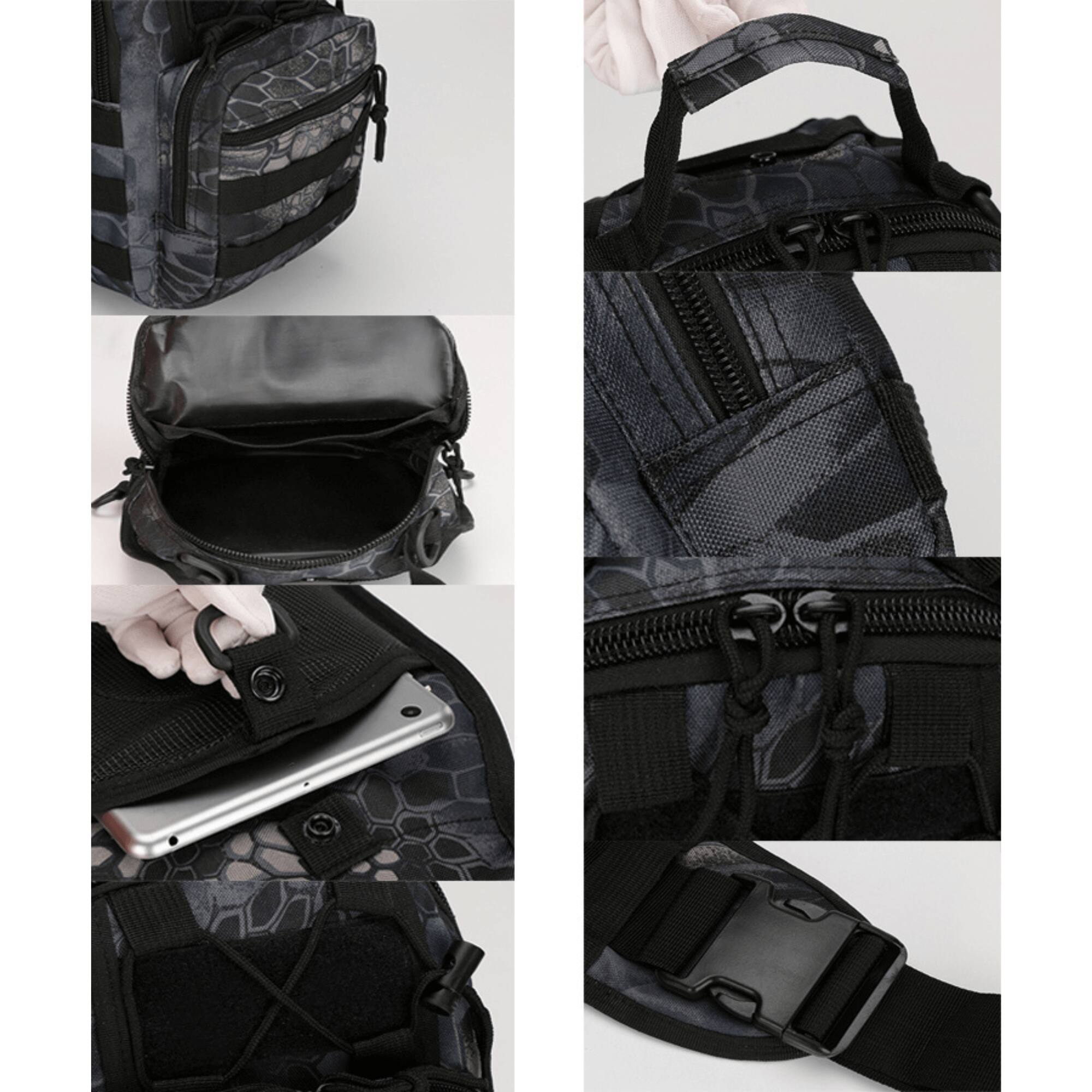 Alt View 3. JupiterGear - Tactical Military Sling Backpack Shoulder Bag Molle Outdoor Daypack Backpack with Adjustable Strap - Black Python.