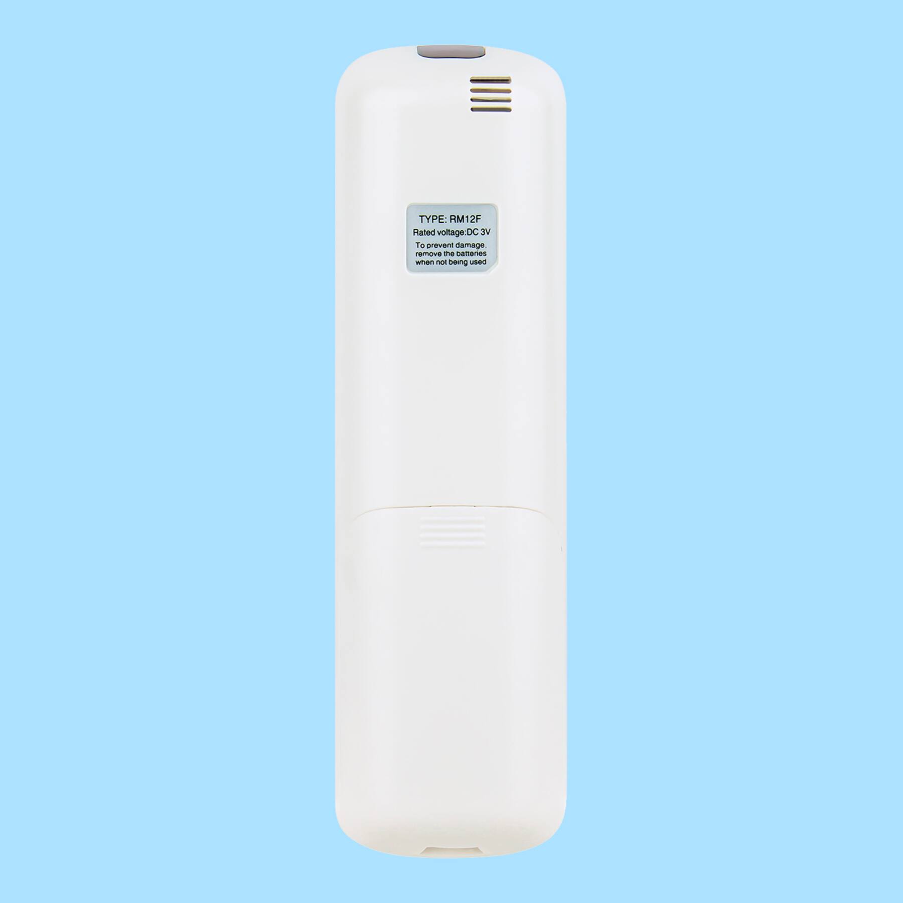 TYPE: RM12F  
Rated voltage: DC 3V  
To prevent battery damage, remove the battery when not being used