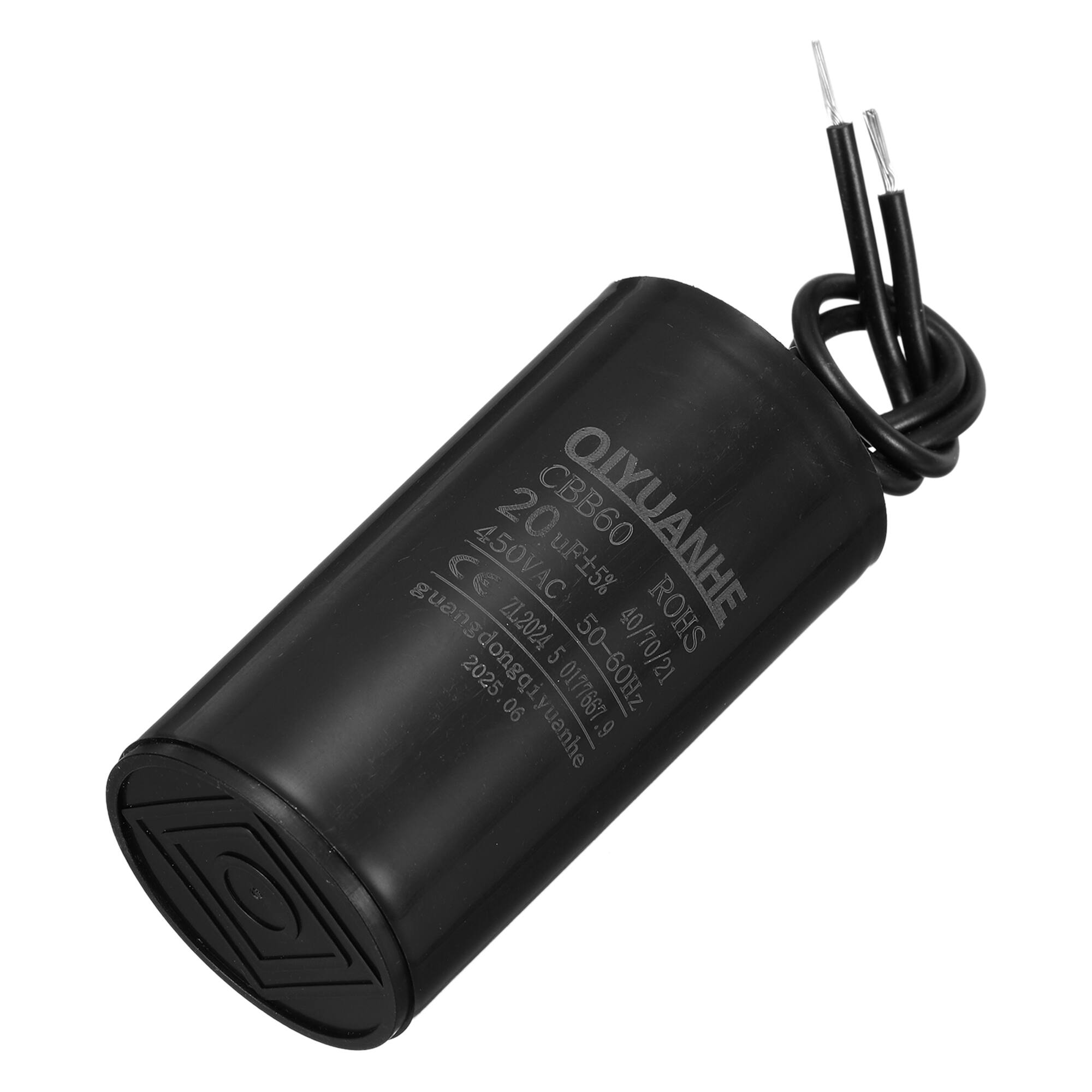 Unique Bargains - 20uF CBB60 Run Capacitor, AC 450V 2 Wires 50/60Hz Cylinder 38x70mm for Air Compressor, Water Pump - Black price history on PriceWatchPro