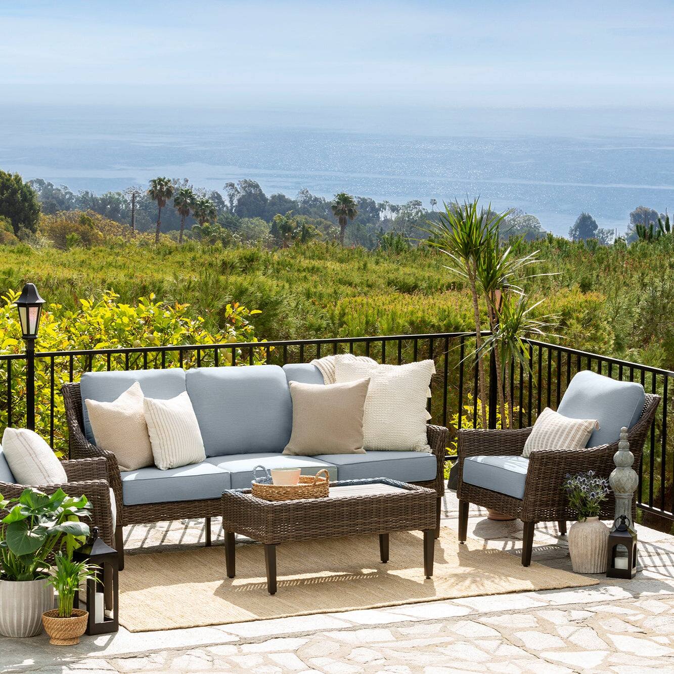 Alt View 1. Yardbird® - Harriet Sofa Set with Fixed Chairs - Silver.