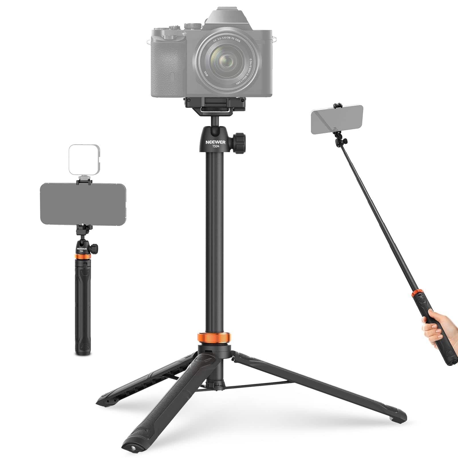 Neewer - 59" Selfie Stick & Tripod All-in-One, Compatible iPhone/DSLR Cameras