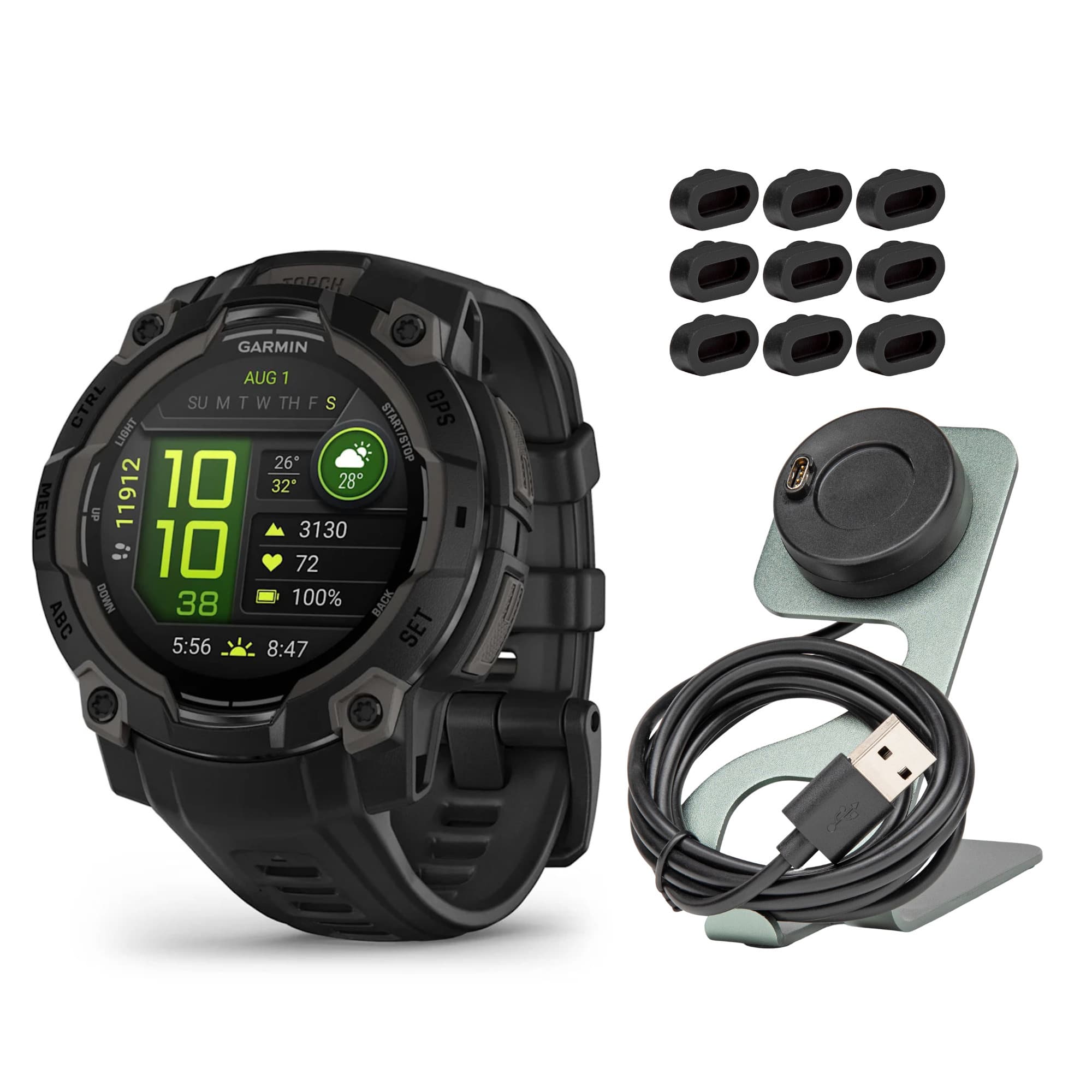 Garmin - Instinct 3 45mm AMOLED GPS Black Smartwatch and Charger Stand Bundle - Black - (2025) price history on PriceWatchPro