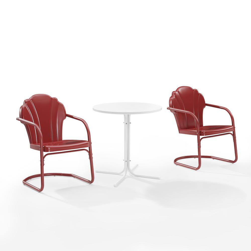 Alt View 8. Crosley Furniture - Tulip 3Pc Retro Outdoor Bistro Set - Bistro Table & 2 Chairs - Dark Red Satin.