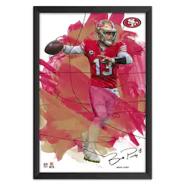 Sporticulture - Brock Purdy San Francisco 49ers 14" x 20" Brush Stroke Player Framed Art Print - Multicolor