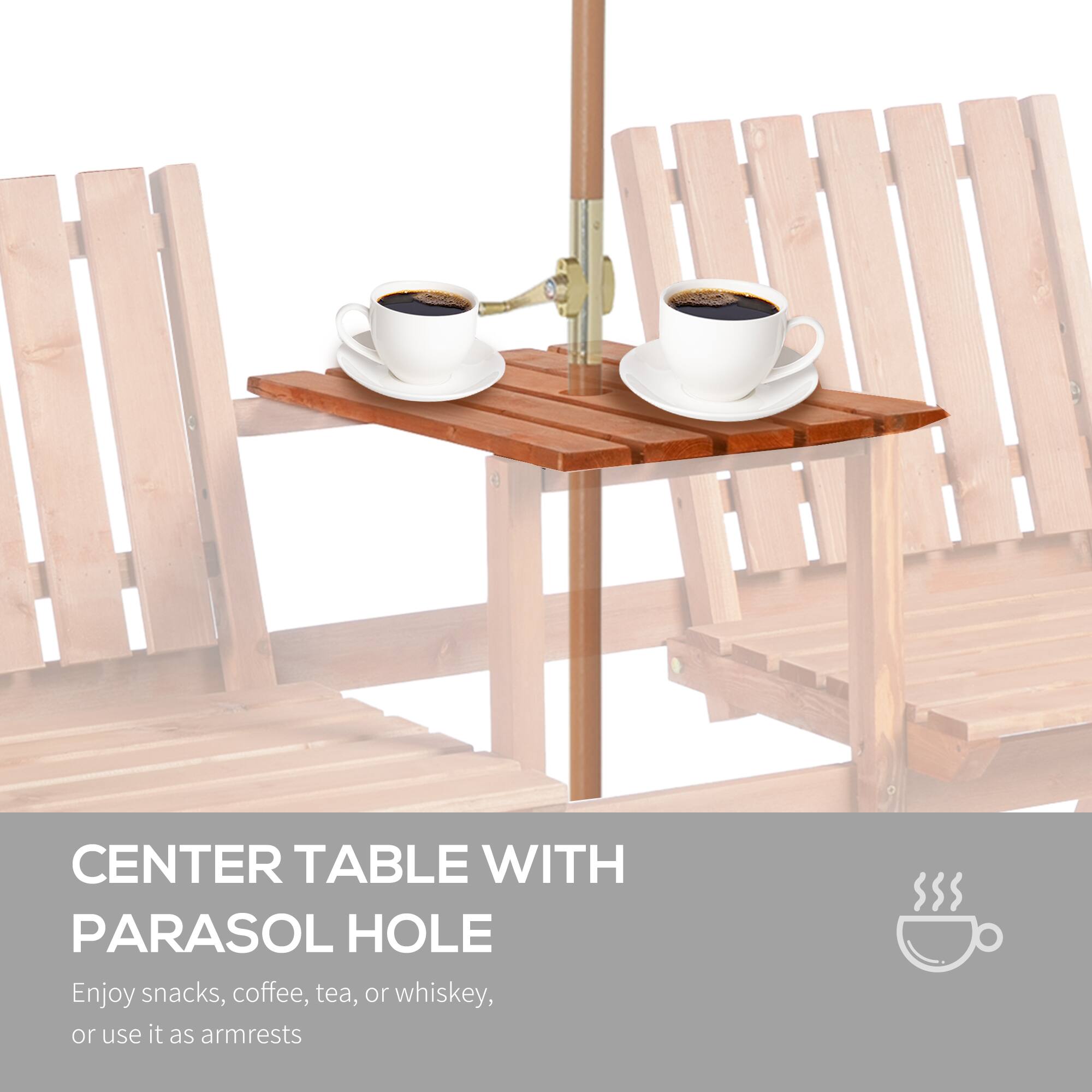 CENTER TABLE WITH PARASOL HOLE

Enjoy snacks, coffee, tea, or whiskey, or use it as armrests