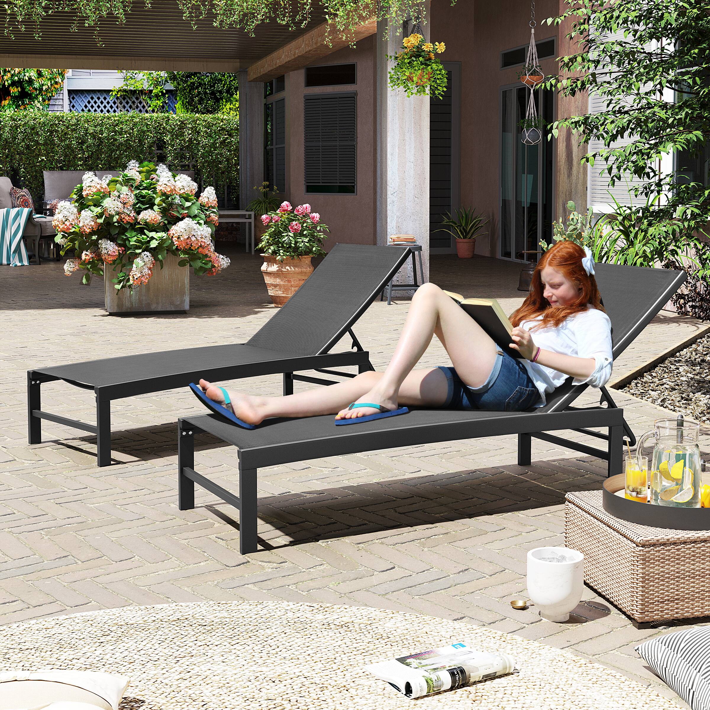 Chaise Chair Black Aluminum Chaise Lounge Cast Aluminum Outdoor