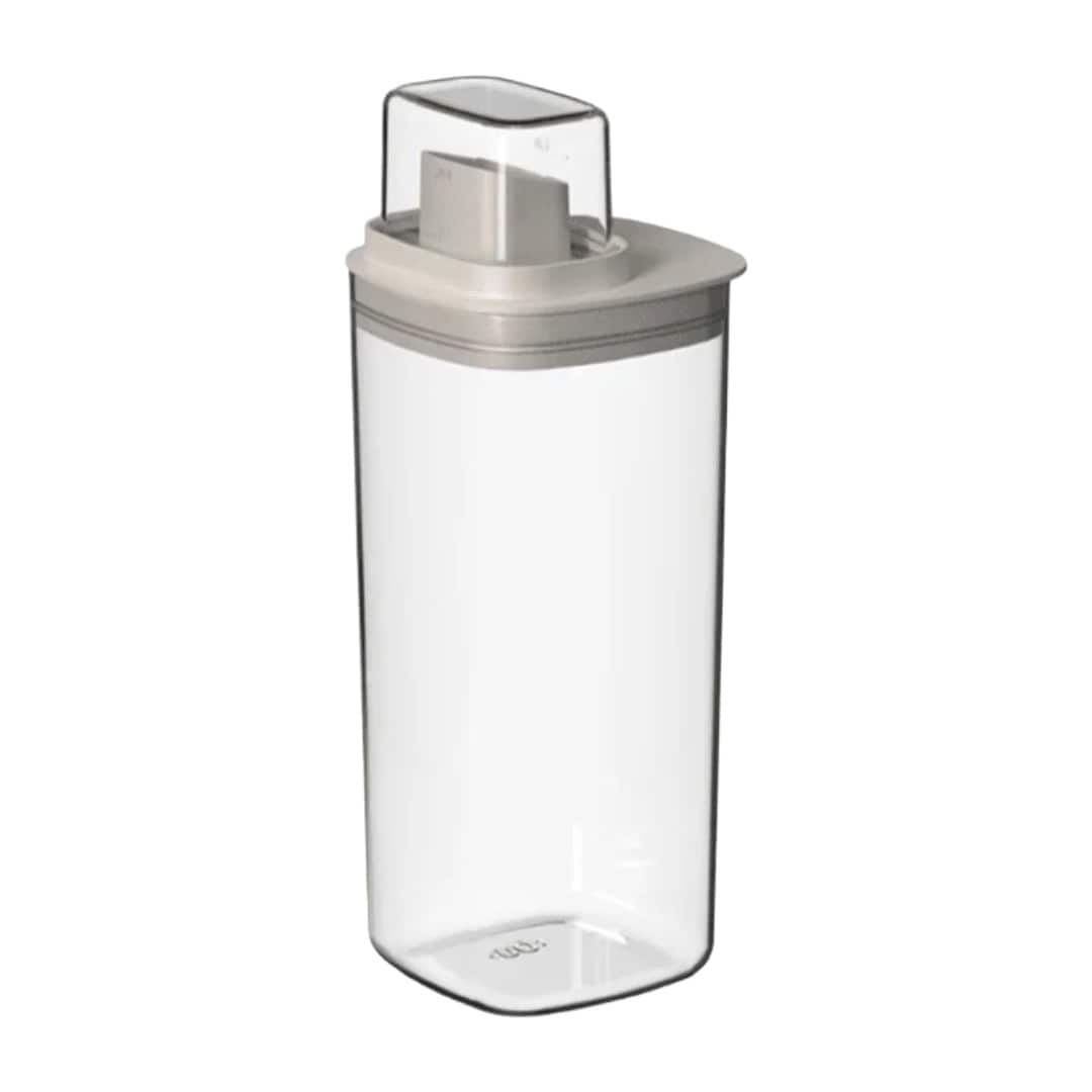 OU - 50 oz Clear Airtight Dispenser with Measuring Cap, Lightweight Soap & Fabric Softener Organizer - Beige