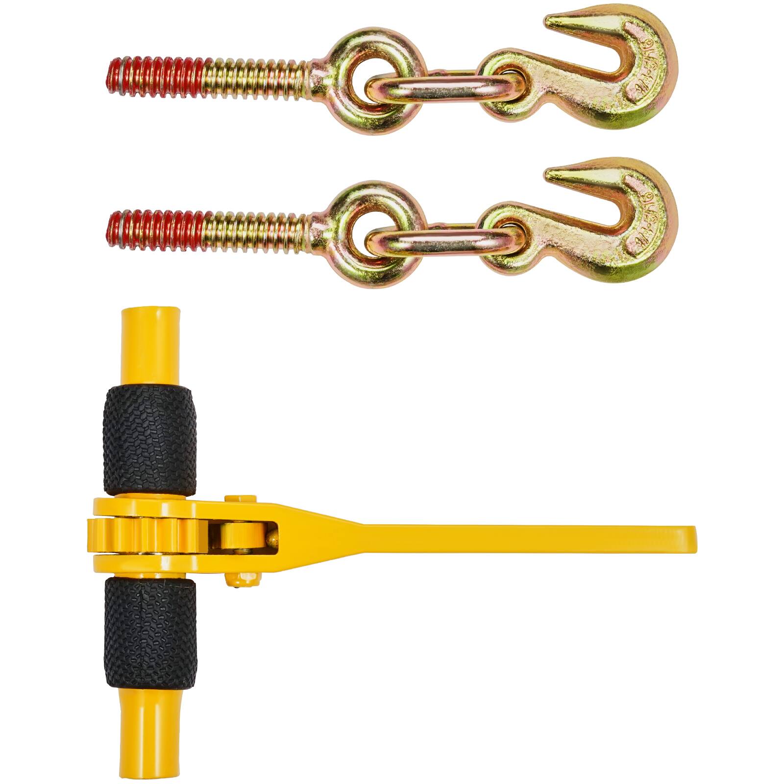 Alt View 5. VEVOR - Ratchet Chain Binders, 1/4"-5/16", 2600 lbs Safe Working Load, 4 Pack Load Binder with 2 Grab Hooks, Tie Downs - Yellow,Black.