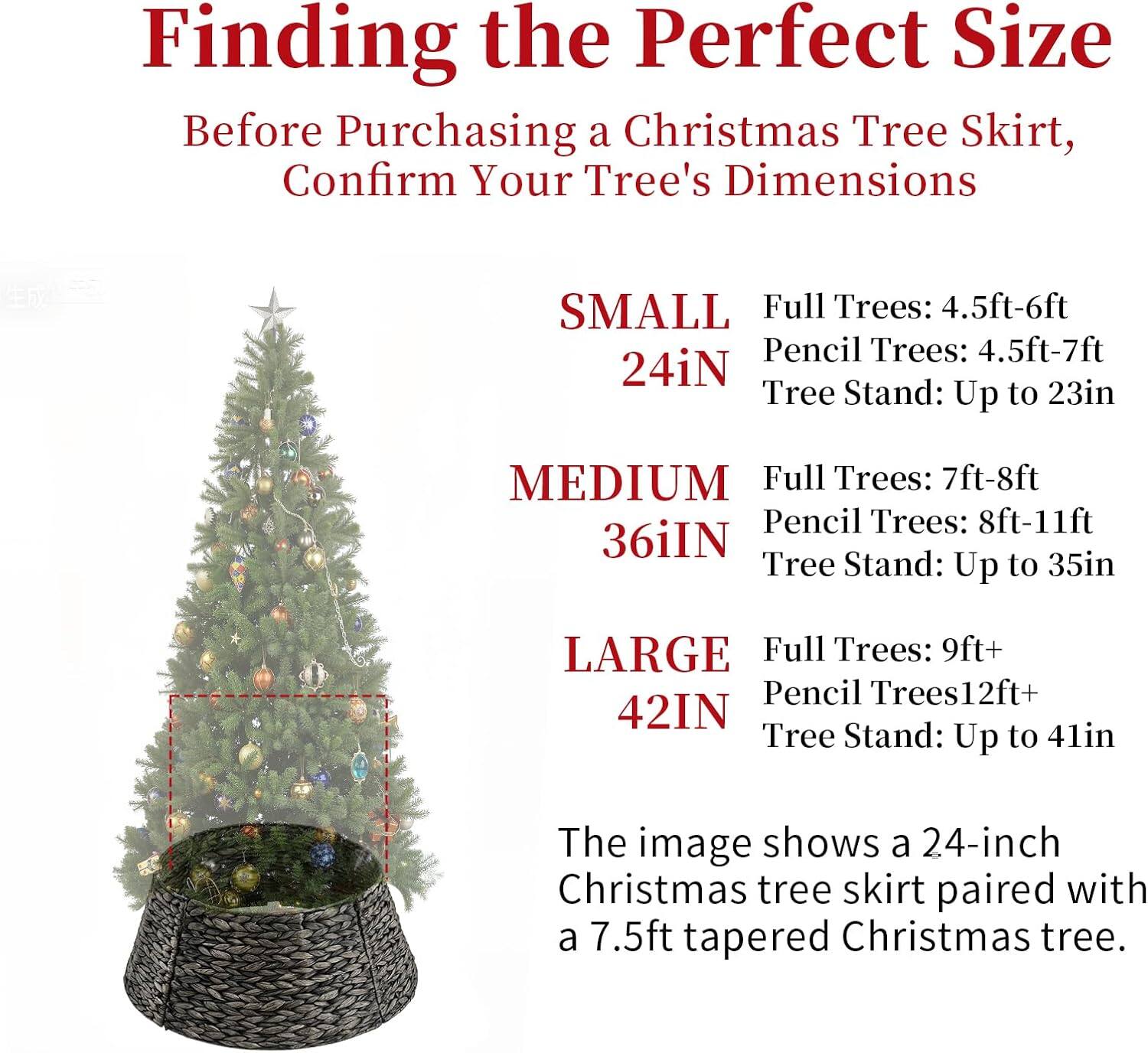 Sweet 24in Christmas Tree Collar for 4 7ft Trees, Woven Hyacinth ...