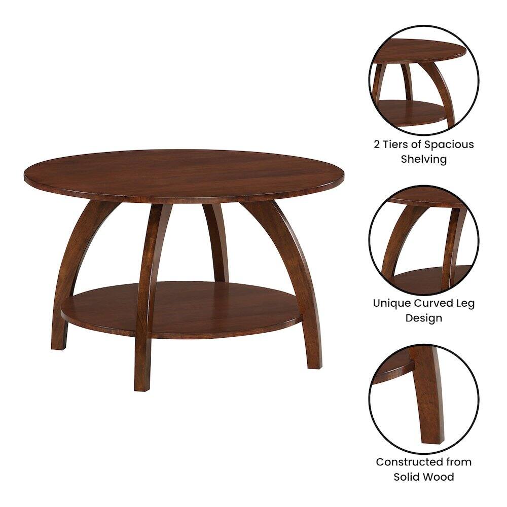 2 Tiers of Spacious Shelving  
Unique Curved Leg Design  
Constructed from Solid Wood