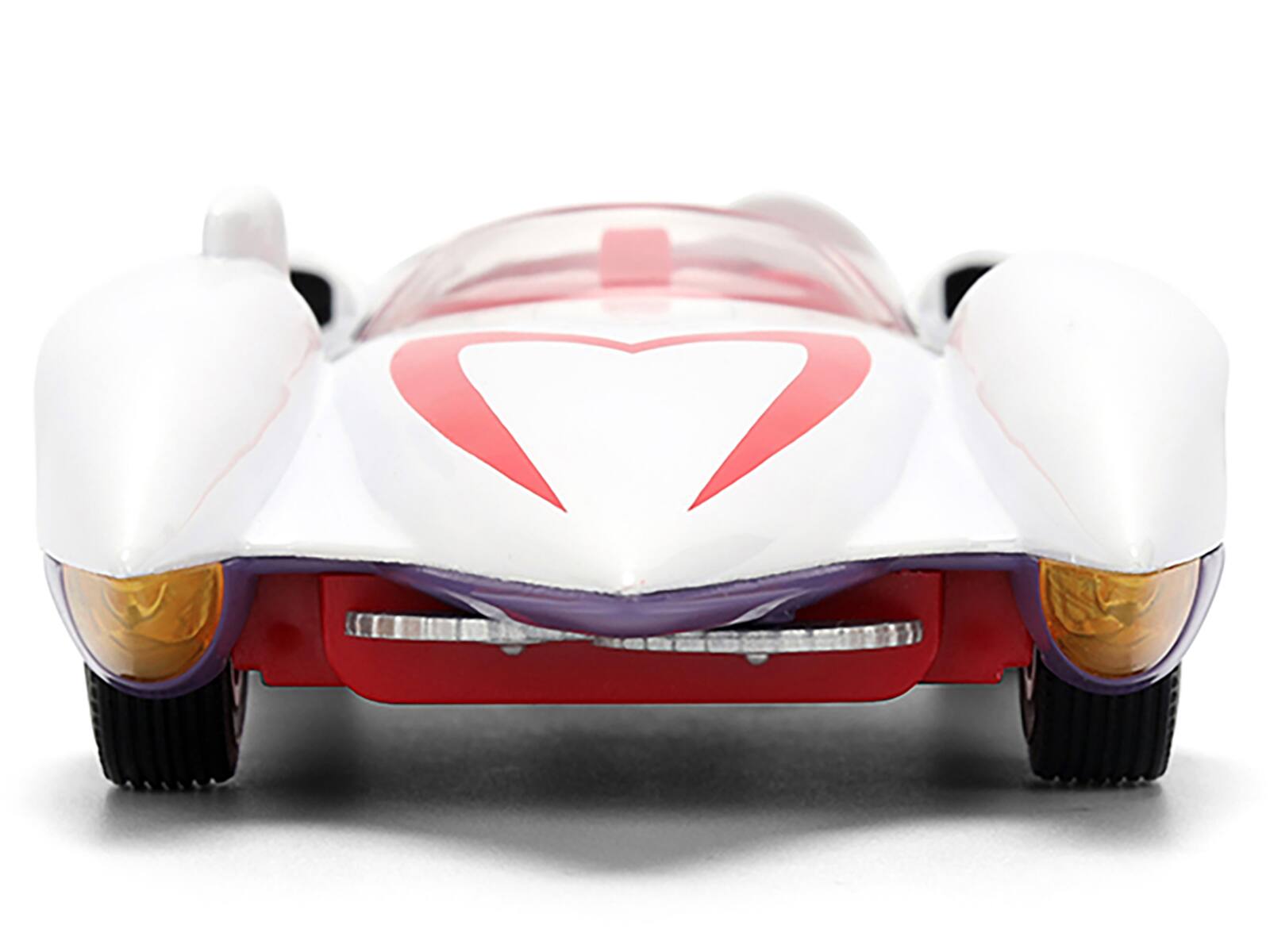 Alt View 5. Jada - Mach 5 White with Red Stripes and Interior "Speed Racer" (1967) TV Series "Anime Hollywood Rides" 1/32 Model Car by Jada.