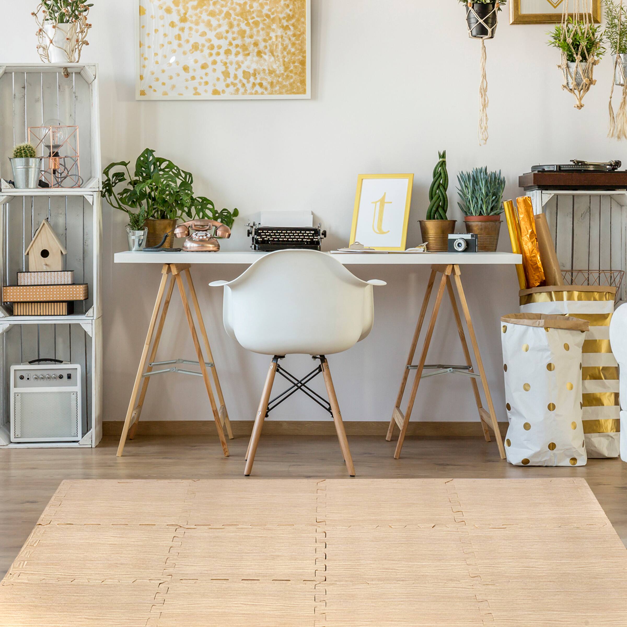 Left. Sorbus - Sorbus Thick 3/8-inch Wood Grain Floor Foam Tile Mats (16 Tiles,16 Sq ft - Light Pine) - Light Pine.