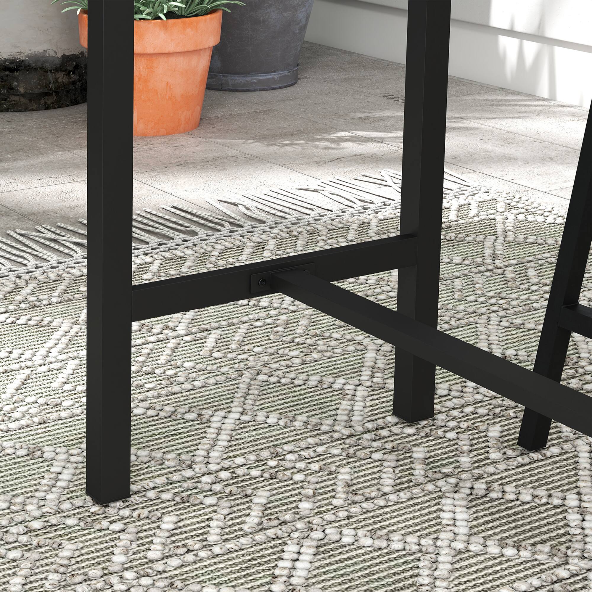 Alt View 8. Outsunny - 47" Outdoor Bar Table, Bar Height Patio Table with Built-In Bottle Opener and Steel Frame - Light Brown.