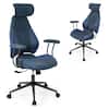 Front. Costway - Costway Ergonomic Office Chair with 2D Headrest, Rocking Backrest & Wheels, Gaming Chair - Blue.