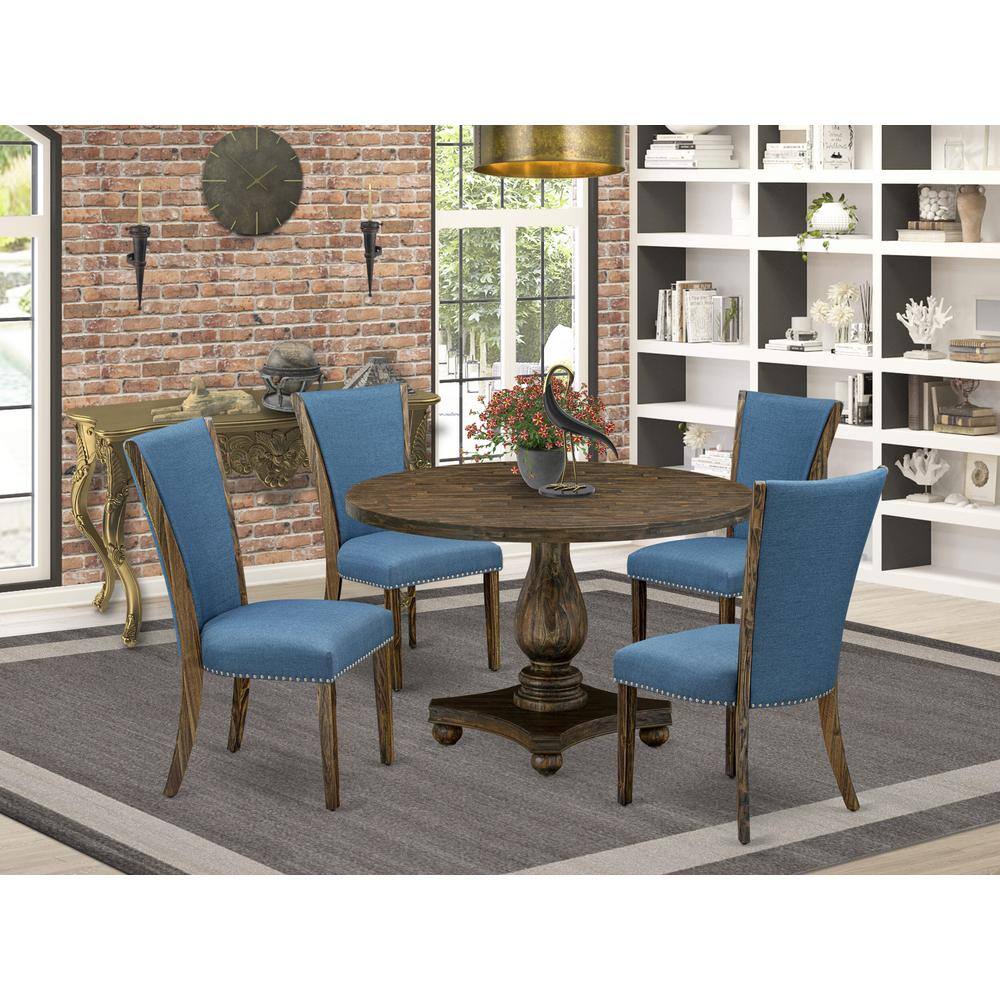 East West Furniture 5 Pc Dinette Set Dining Table and 4 Blue Color ...