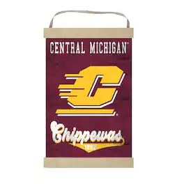Jardine - Cent. Michigan Chippewas 12'' x 20'' Retro Logo Banner Sign - Maroon