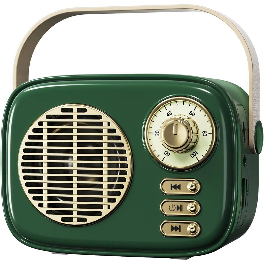 ACJPR - Retro Bluetooth Speaker, Vintage Style, Portable Wireless, USB/TF Card/AUX