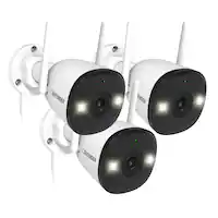 Defender - AI POWERED 4K Guard Pro Wi-Fi 6 Plug-in Power Security Camera - 3 pack - White - Front_Zoom