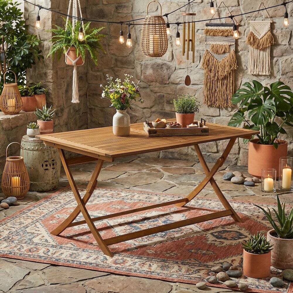 Alt View 2. Outdoor Escape - Oil-Finish 5-Piece Patio Table Set with Durable Wood Finish and 4 Chairs - Brown.
